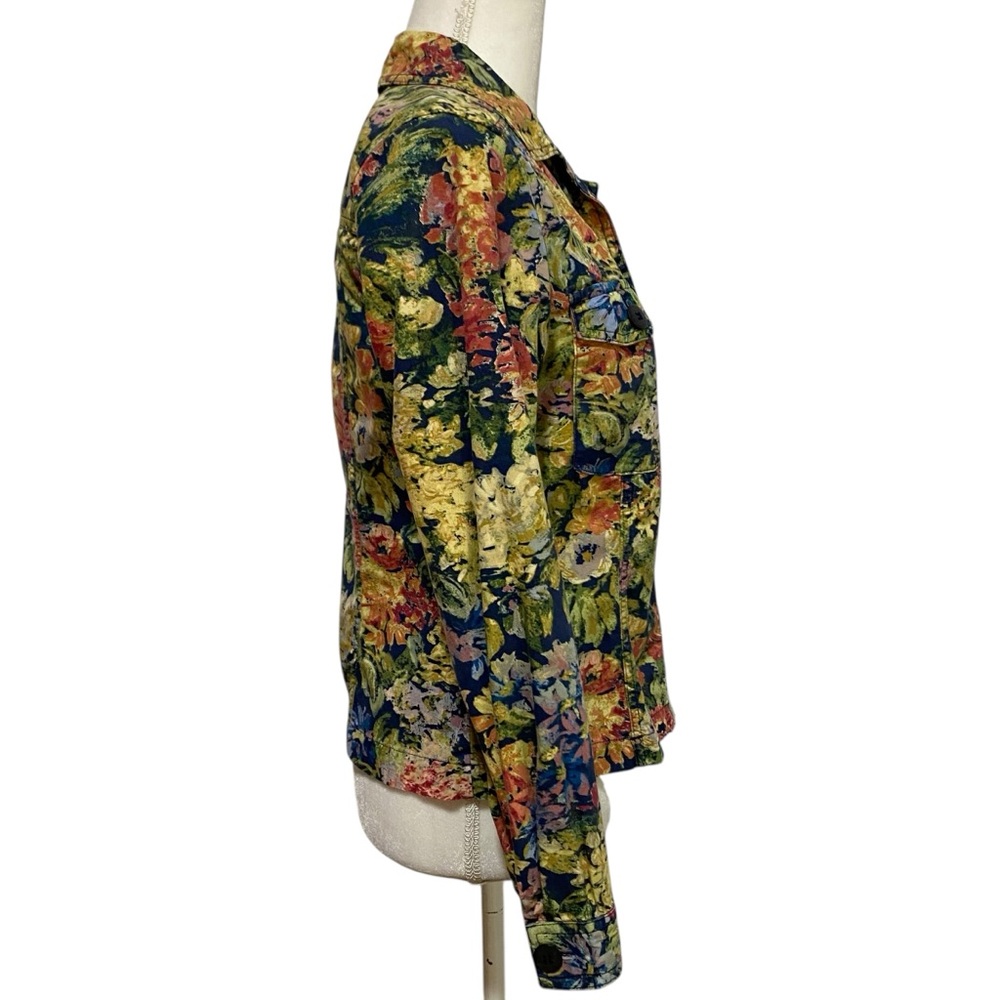 Coldwater Creek Yellow and Blue Blazer Structured Floral Jacket - Picture 6 of 17